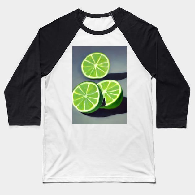 Sliced Limes Baseball T-Shirt by ArtFactoryAI